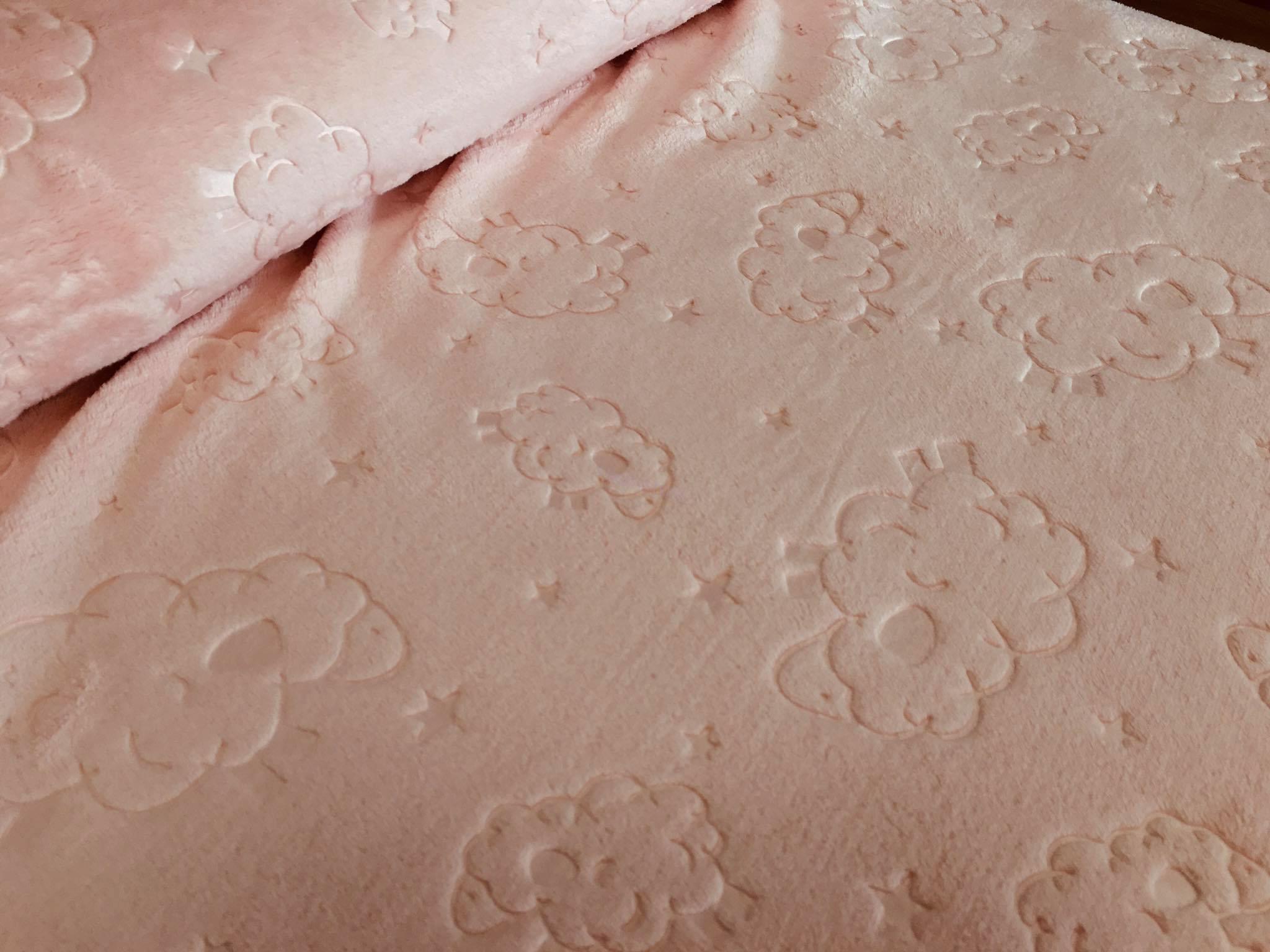 FLANEL FLEES - ovečky na pudrově růžové